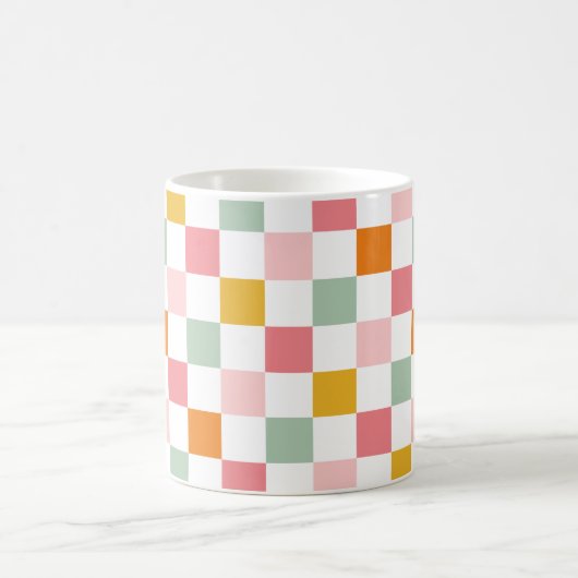 Boho Multicolor Checkerboard Kaffeetasse (Mittel)