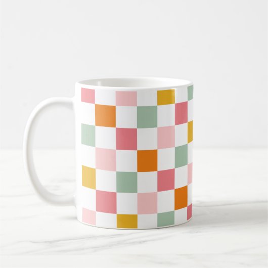 Boho Multicolor Checkerboard Kaffeetasse (Links)