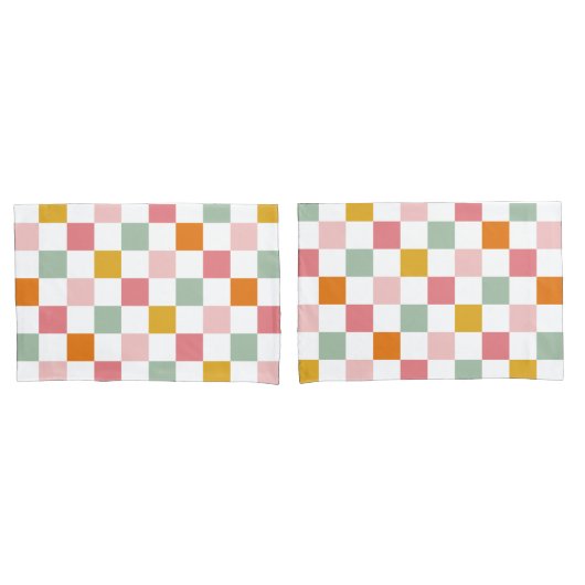 Boho Multicolor Checkerboard Kissenbezug (Vorderseite-Set)