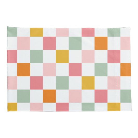 Boho Multicolor Checkerboard Kissenbezug (Rückseite-Rechts)