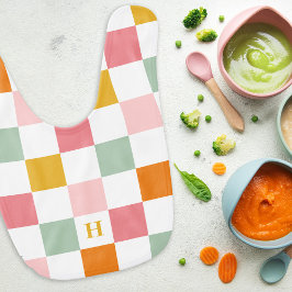 Boho Multicolor Checkerboard Monogram Babylätzchen