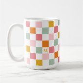 Boho Multicolor Checkerboard Monogram Kaffeetasse (Links)