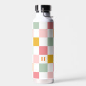 Boho Multicolor Checkerboard Monogram Trinkflasche (Links)