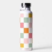 Boho Multicolor Checkerboard Monogram Trinkflasche (Rechts)
