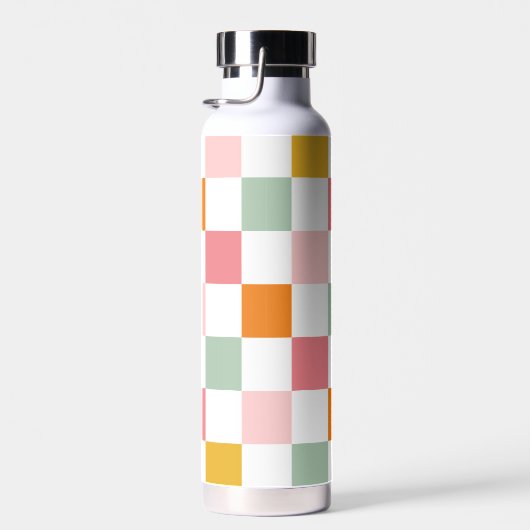 Boho Multicolor Checkerboard Monogram Trinkflasche (Rechts)
