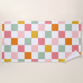 Boho Multicolor Checkerboard Strandtuch (Vorderseite)