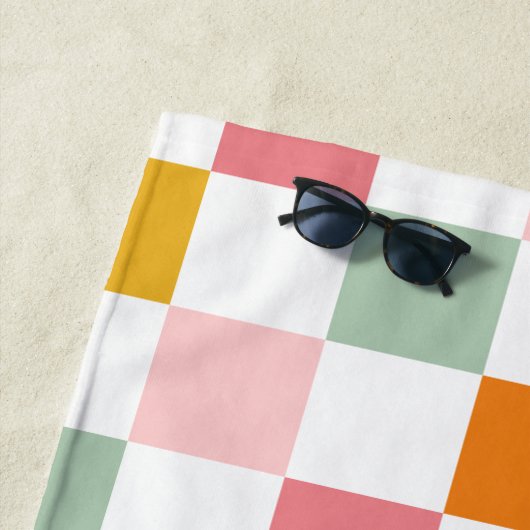 Boho Multicolor Checkerboard Strandtuch (Beispiel)