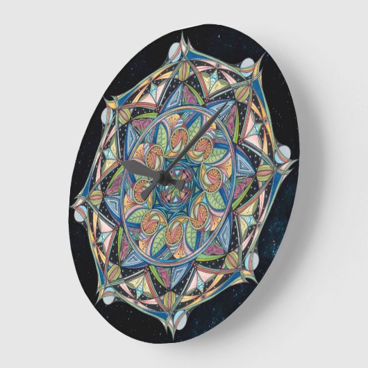 Boho Multicolor Mandala Clock Große Wanduhr (Winkel)