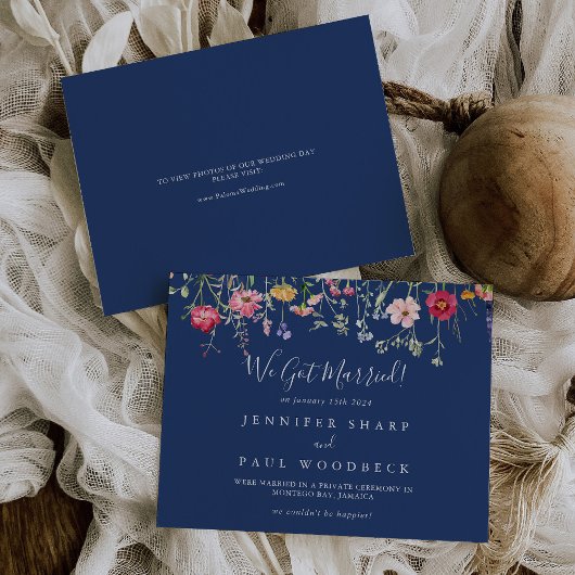 Boho Multicolor Wildblume Elopement Ankündigung