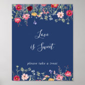 Boho Multicolor Wildblume Liebe ist ein süßes Zeic Poster (Vorne)