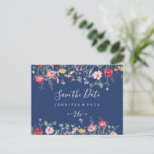 Boho Multicolor Wildblume Save the Date Postkarte (Stehend Vorderseite)