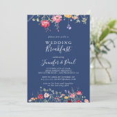 Boho Multicolor Wildblume Wedding Breakfast Einladung (Stehend Vorderseite)