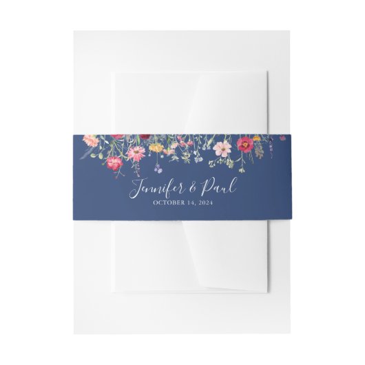 Boho Multicolor Wildblume Wedding Einladungsbanderole (Vorderseite Beispiel)