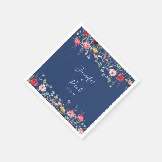 Boho Multicolor Wildblume Wedding Napkin Serviette (Ecke)