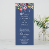 Boho Multicolor Wildblume Wedding Program Programm (Stehend Vorderseite)