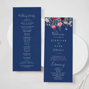 Boho Multicolor Wildblume Wedding Program Programm