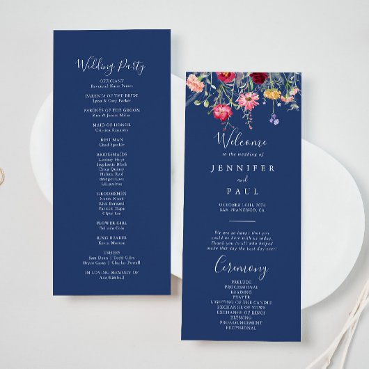 Boho Multicolor Wildblume Wedding Program Programm