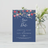 Boho Multicolor Wildblume Wedding Save The Date (Stehend Vorderseite)