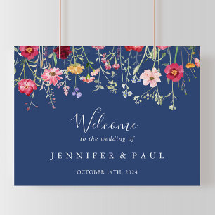Boho Multicolor Wildblume Wedding Welcome Sign Poster