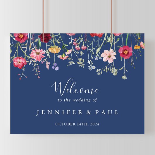 Boho Multicolor Wildblume Wedding Welcome Sign Poster
