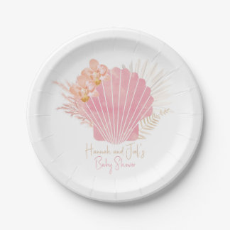 Boho Muschel Baby Girl Babydusche Papierplatte Pappteller