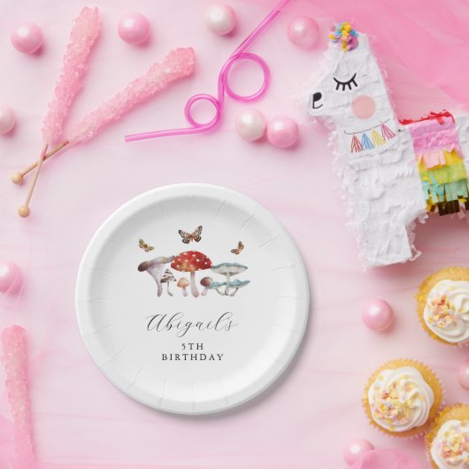 Boho Mushroom Birthday Party Pappteller (Party)