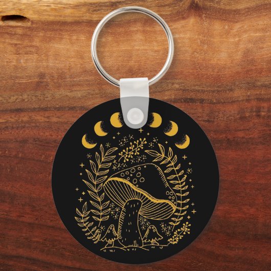 Boho Mushroom, Hippie Mushroom, Mystic Moon Schlüsselanhänger (Rückseite)