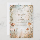 Boho Mushroom Wildblume Wedding Einladung (Vorderseite)