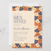 Boho Mustard Blue Floral Botanisches Brautparty Einladung (Vorderseite)