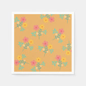 Boho Mustard Retro Daisy Bouquet Pattern Serviette (Vorderseite)