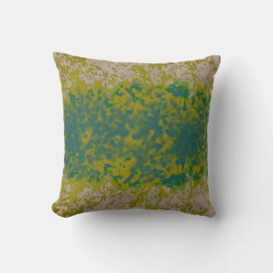 Boho Mustard Spritzer Aquamarin Design Kissen