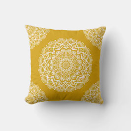 Boho Mustard Yellow Mandala Kissen