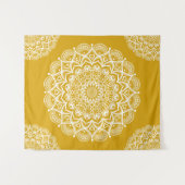 Boho Mustard Yellow Mandala Wandteppich (Vorderseite (Horizontal))