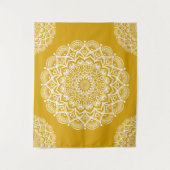 Boho Mustard Yellow Mandala Wandteppich (Vorderseite)