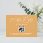 Boho Mustard Yellow QR Code Wedding RSVP Begleitkarte (Stehend Vorderseite)
