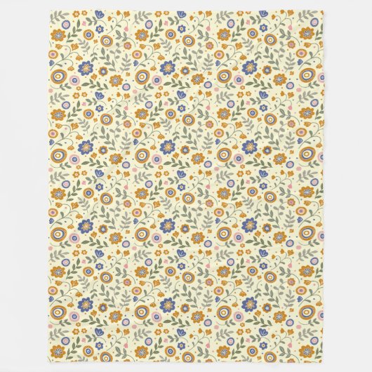 Boho muster 01.w Lyellow BG Fleecedecke (Vorderseite)