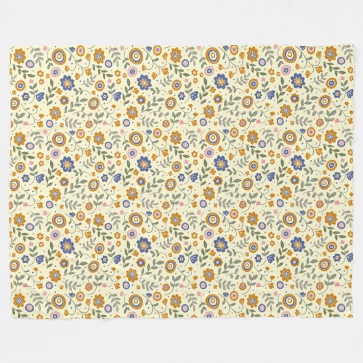 Boho muster 01.w Lyellow BG Fleecedecke (Vorderseite (Horizontal))