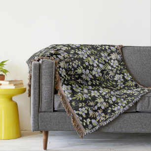 Boho Muster 02.w Floral auf Black BG Decke