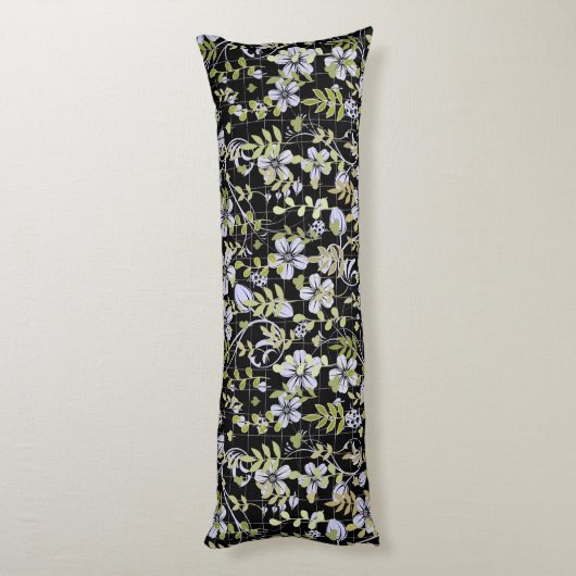 Boho Muster 02.w Floral auf Black BG Seitenschläferkissen (Rückseite (Vertikal))