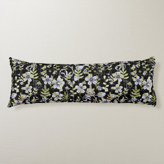 Boho Muster 02.w Floral auf Black BG Seitenschläferkissen (Vorderseite)