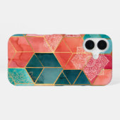 Boho-Muster farbenfrohe Sechseck-Patchwork-Würfel iPhone 16 Hülle (Rückseite (Horizontal))