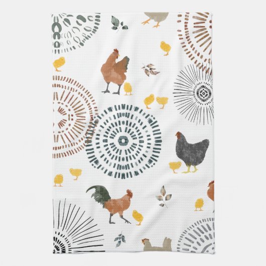 Boho Muster für Hühner Geschirrtuch (Vertikal)