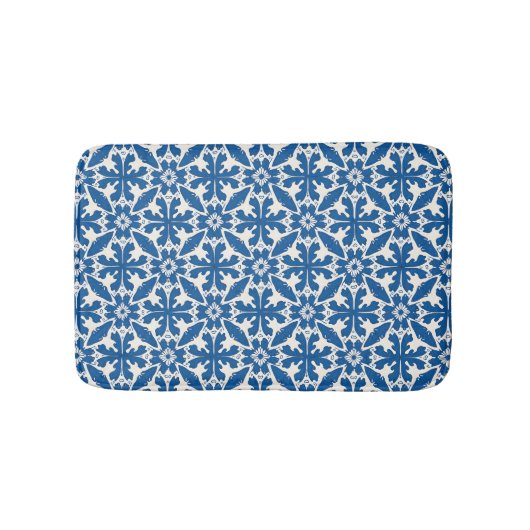 Boho-Muster in Blau – Elegant & Kühn Badematte (Vorderseite)