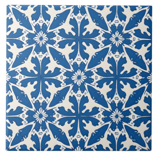 Boho-Muster in Blau – Elegant & Kühn Fliese (Vorderseite)