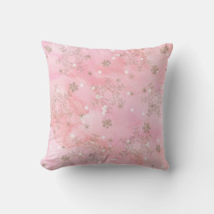Boho-Muster mit rosa Weihnachtsschneeflocken Kissen