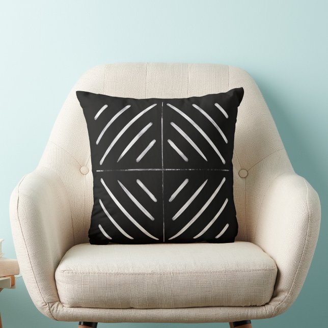 Boho Muster rustikal schwarz-weiß weiblich Kissen (Von Creator hochgeladen)