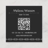 Boho Muster schwarz mit Logo feminin Quadratische Visitenkarte (Rückseite)