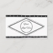 Boho Muster schwarz-weiß feminin mit Logo Visitenkarte (Vorderseite)