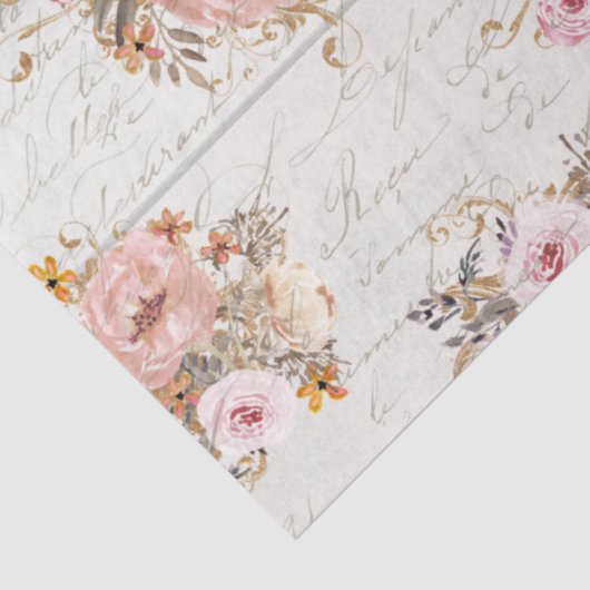 BOHO Mute Floral Script Ephemera Wood Decoupage T Seidenpapier (Ausschnitt)