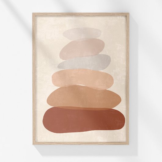 Boho Mute Neutral Abstrakt Zen Stones Art Poster